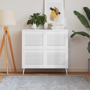 vidaXL Lamelové dvierka na skrinku 4 ks, biele 39,5x49,4 cm, borovica