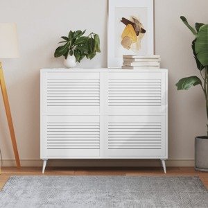 vidaXL Lamelové dvierka na skrinku 4 ks, biele 39,5x59,4 cm, borovica