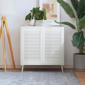 vidaXL Lamelové dvere 2 ks borovicový masív biele 69x39,4 cm