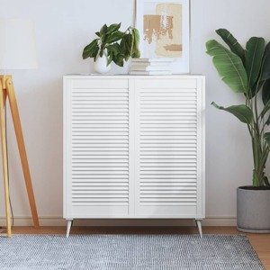 vidaXL Lamelové dvierka na skrinku 2 ks, biele 99,3x49,4 cm, borovica