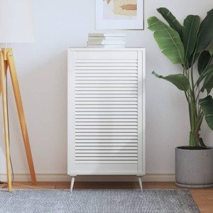 vidaXL Lamelové dvere borovicový masív biele 99,3x59,4 cm