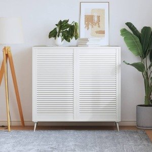 vidaXL Lamelové dvere 2 ks borovicový masív biele 99,3x59,4 cm