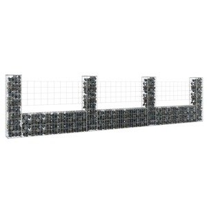 vidaXL Železný gabiónový kôš v tvare U so 4 stĺpmi 380x20x100 cm