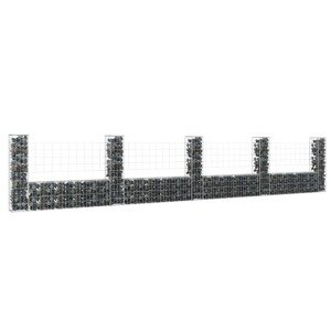 vidaXL Železný gabiónový kôš v tvare U s 5 stĺpmi 500x20x100 cm