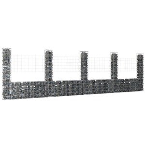 vidaXL Železný gabiónový kôš v tvare U s 5 stĺpmi 500x20x150 cm