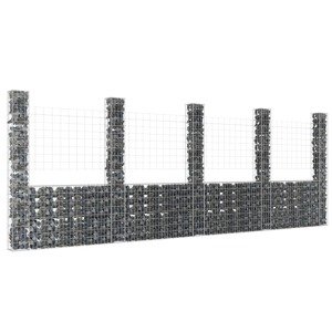 vidaXL Železný gabiónový kôš v tvare U s 5 stĺpmi 500x20x200 cm
