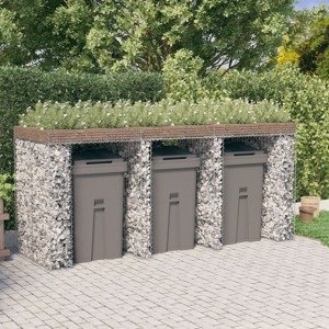 vidaXL Gabiónová stena na smetný kôš 270x91x120 cm pozinkované železo