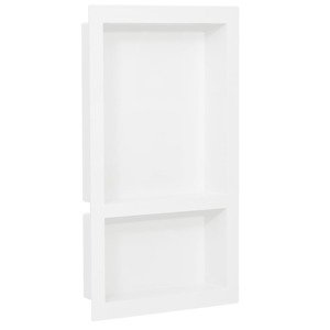 vidaXL Sprchový výklenok s 2 priehradkami lesklý biely 41x69x9 cm
