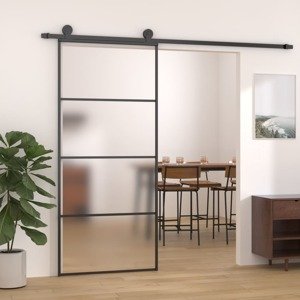 vidaXL Posuvné dvere nepriehľadné ESG sklo a hliník 90x205 cm čierne