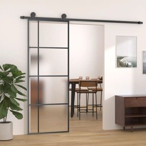 vidaXL Posuvné dvere nepriehľadné ESG sklo a hliník 76x205 cm čierne