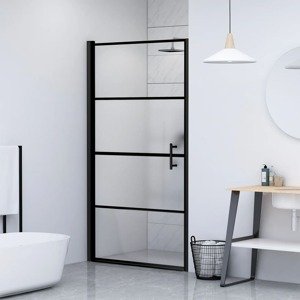 vidaXL Sprchové dvere 81x195 cm polopriehľadné tvrdené sklo čierne