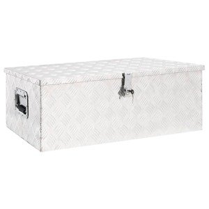 vidaXL Úložný box strieborný 90x47x33,5 cm hliník