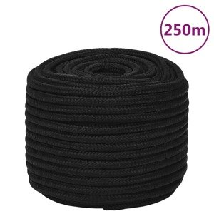 vidaXL Pracovné lano čierne 12 mm 250 m polyester