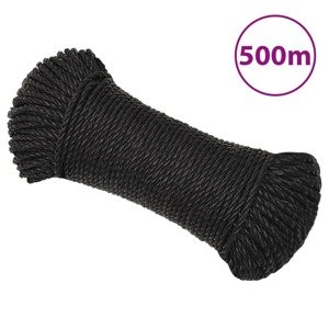 vidaXL Pracovné lano čierne 8 mm 500 m polypropylén