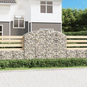 vidaXL Oblúkový gabionový kôš 200x50x140/160 cm pozinkované železo