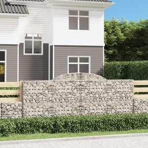 vidaXL Oblúkový gabionový kôš 300x50x120/140 cm pozinkované železo