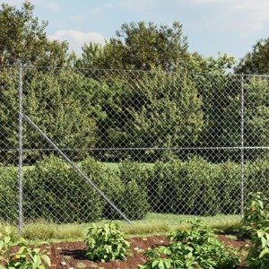 vidaXL Drôtený plot s prírubou strieborný 1,4x25 m