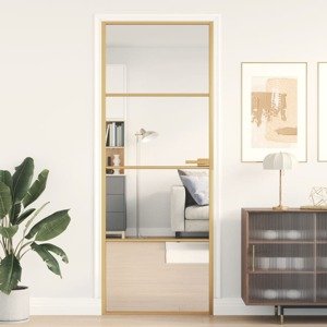 vidaXL Vnútorné dvere tenké zlaté 76x201,5 cm tvrdené sklo a hliník