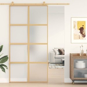 vidaXL Posuvné dvere zlaté 102,5x205 cm matné ESG sklo a hliník