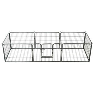 vidaXL Oceľová ohrádka pre psov s 8 panelmi 60x80 cm čierna