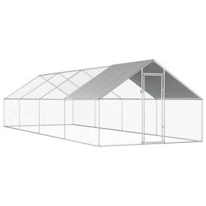 vidaXL Vonkajšia klietka pre sliepky 2,75x8x1,92 m, pozinkovaná oceľ