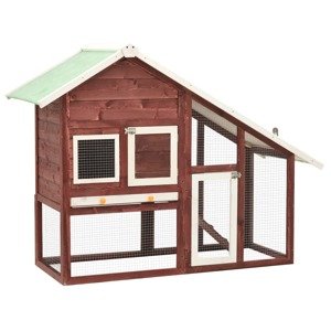vidaXL Králikáreň kávovo-biela 140x63x120 cm jedľové drevo
