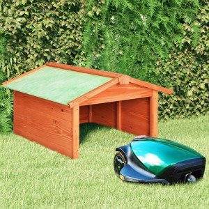 vidaXL Garáž na robotickú kosačku 72x87x50 cm jedľový masív