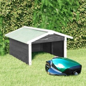vidaXL Garáž na robotickú kosačku 72x87x50 cm sivo-biela jedľa