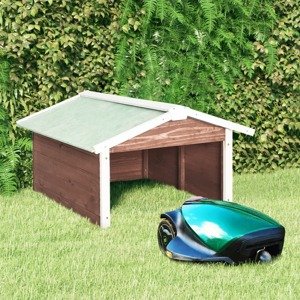 vidaXL Garáž na robotickú kosačku 72x87x50 cm mokka-biela jedľa