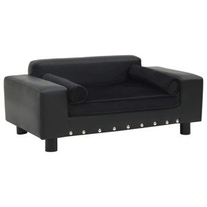 vidaXL Pohovka pre psa, čierna 81x43x31 cm, plyš a umelá koža
