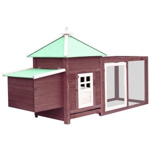 vidaXL Kurín pre hydinu s hniezdom, mokka 190x72x102 cm, jedľový masív