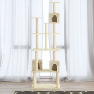 vidaXL Škrabadlo pre mačky so sisalovými stĺpikmi krémové 188 cm