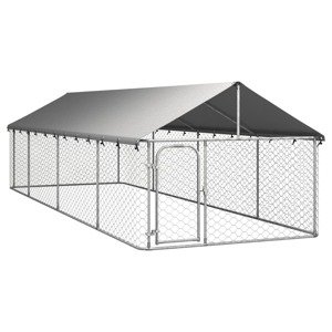 vidaXL Vonkajšia voliéra pre psy so strechou 600x200x150 cm