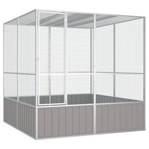 vidaXL Klietka pre vtáky sivá 213,5x217,5x211,5 cm pozinkovaná oceľ