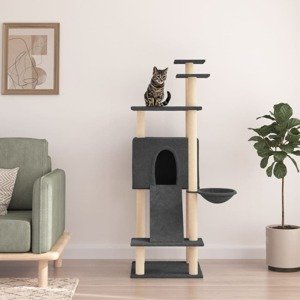 vidaXL Škrabadlo pre mačky so sisalovými stĺpikmi tmavosivé 153 cm