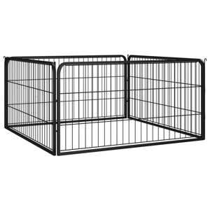 vidaXL Ohrádka pre psov 4 panely čierna 100x50 cm práškovaná oceľ