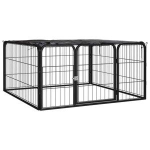 vidaXL Ohrádka pre psov 4 panely čierna 100x50 cm práškovaná oceľ