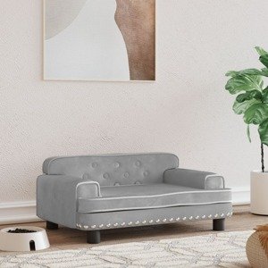 vidaXL Posteľ pre psa bledosivá 70x45x30 cm zamat