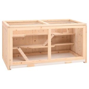 vidaXL Klietka pre škrečka 89,5x45x45 cm jedľový masívn