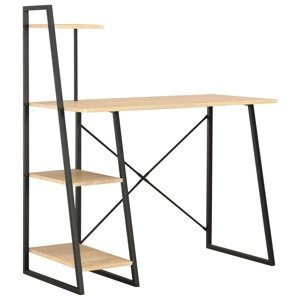 vidaXL Písací stôl s policami, čierny a dubový 102x50x117 cm