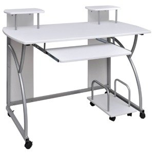 vidaXL Počítačový stôl biely 110x52x88,5 cm spracované drevo
