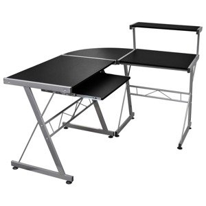 vidaXL Rohový počítačový stôl čierny 132x112x99 cm spracované drevo