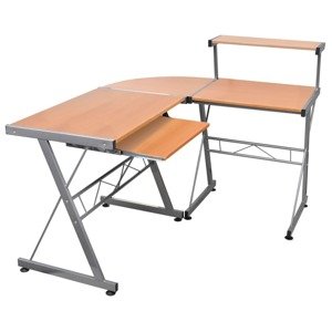 vidaXL Rohový počítačový stôl hnedý 132x112x99 cm spracované drevo