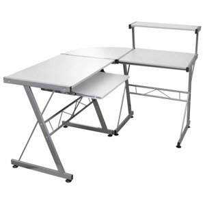 vidaXL Rohový počítačový stôl biely 132x112x99 cm spracované drevo
