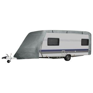 vidaXL Ochranná plachta na karavan, sivá, veľkosť M