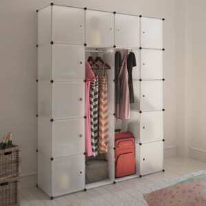vidaXL Modulárna skrinka so 14 priečinkami, biela 37x146x180,5 cm