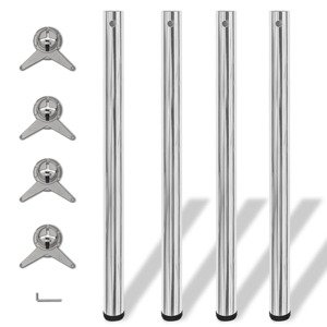 vidaXL Výškovo nastaviteľné stolové nohy, 4ks, chrómované, 870 mm