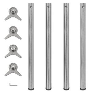 vidaXL Stolové nohy s nastaviteľnou výškou, brúsený nikel 870 mm 4 ks