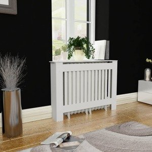 vidaXL Biely kryt na radiátor z MDF 112 cm