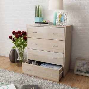 vidaXL Skrinka so 4 zásuvkami 60x30,5x71 cm, farba dubového dreva
